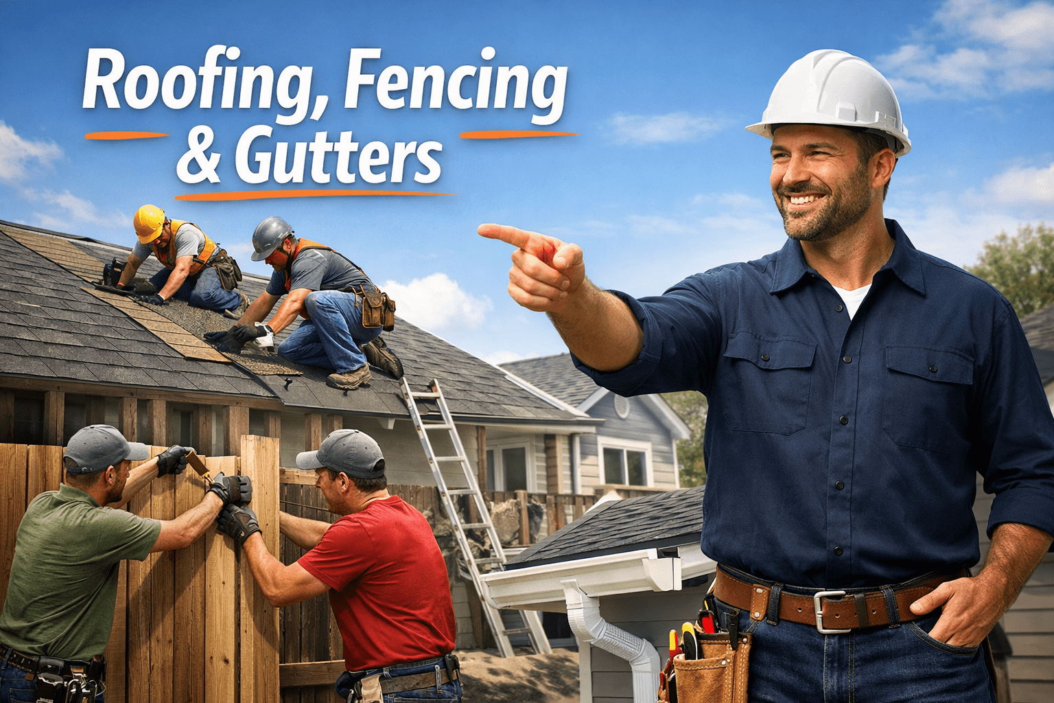 Roofing, fence and gutter service contractors near me